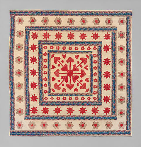 Hearts, Star of Lemoyne, and Honeycomb Quilt