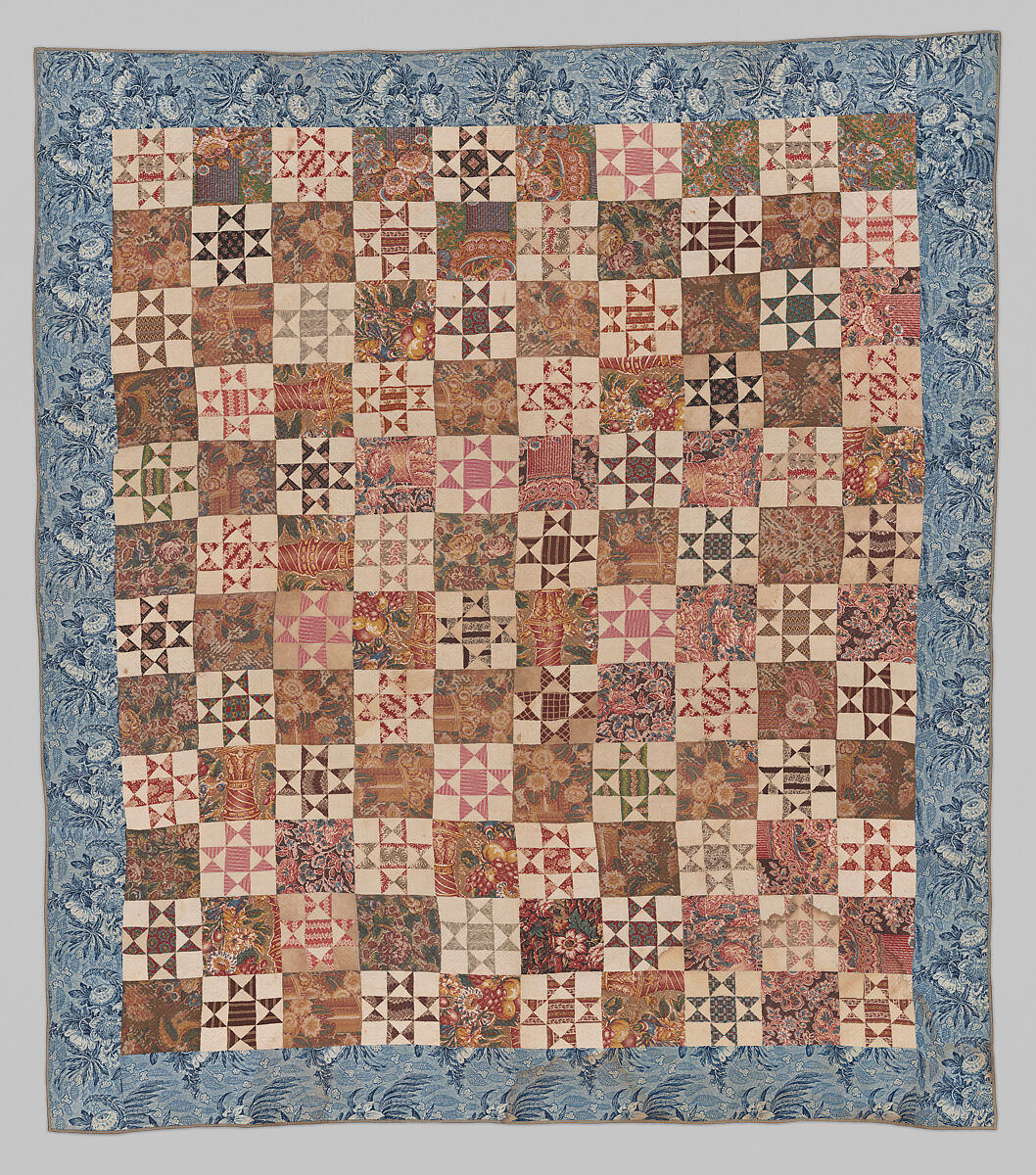Star of Lemoyne Quilt, Cotton, printed and pieced, English 