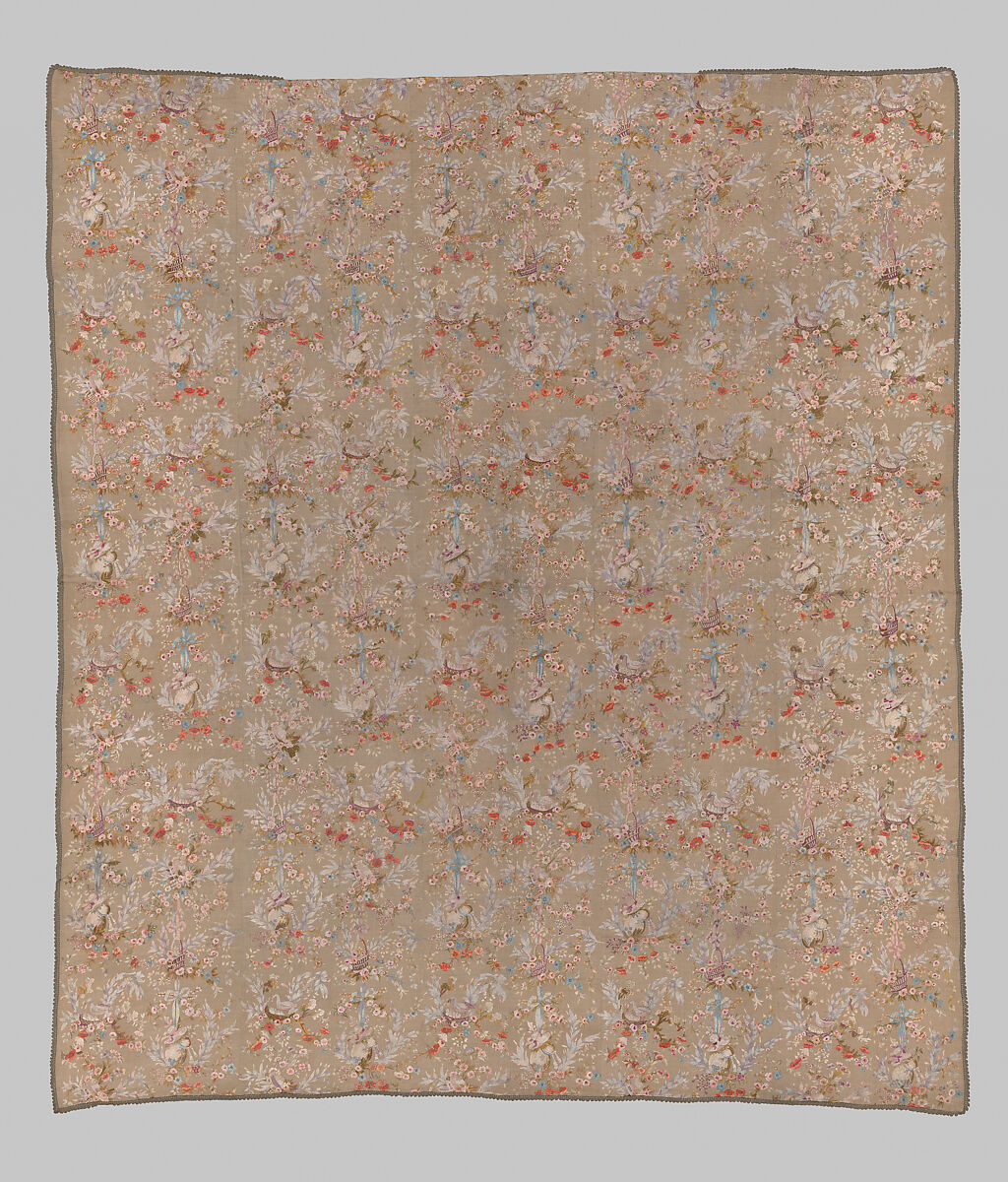 Coverlet or Wall Hanging, Silk, embroidered with silk, Chinese, made for the European or American market 