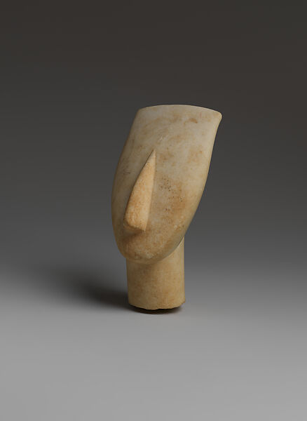Marble head of a figure, Marble, Cycladic