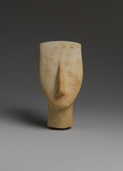 Marble head of a figure, Marble, Cycladic