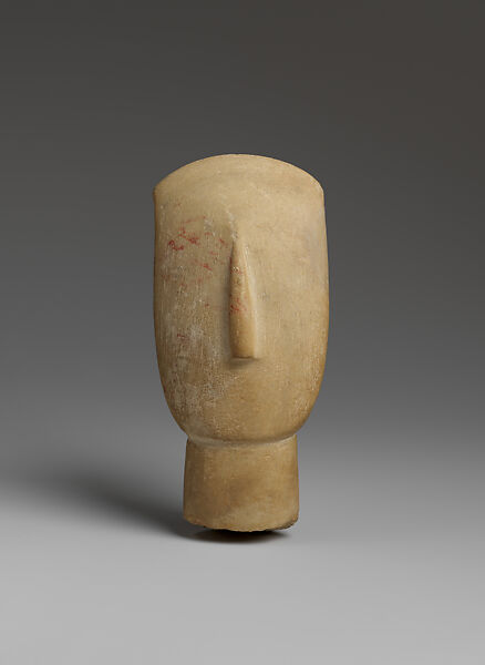 Marble head of a figure, Marble, Cycladic