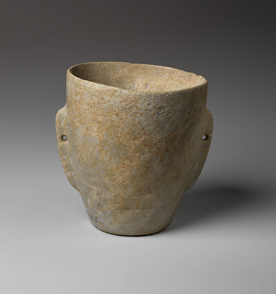 Marble vase with lug handles, Marble, Cycladic