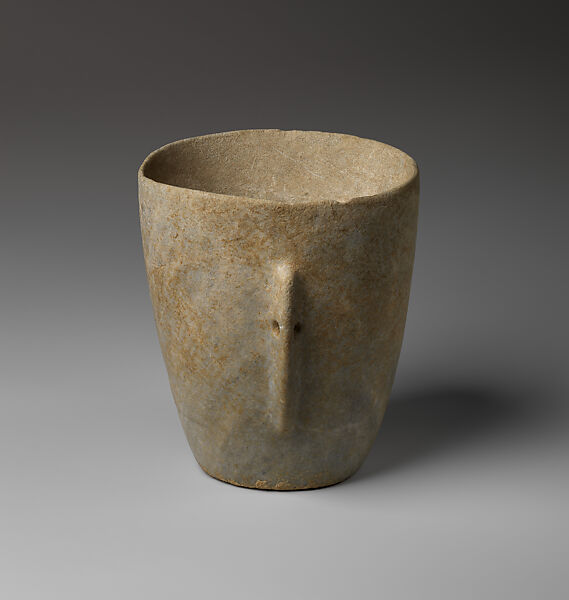 Marble vase with lug handles, Marble, Cycladic