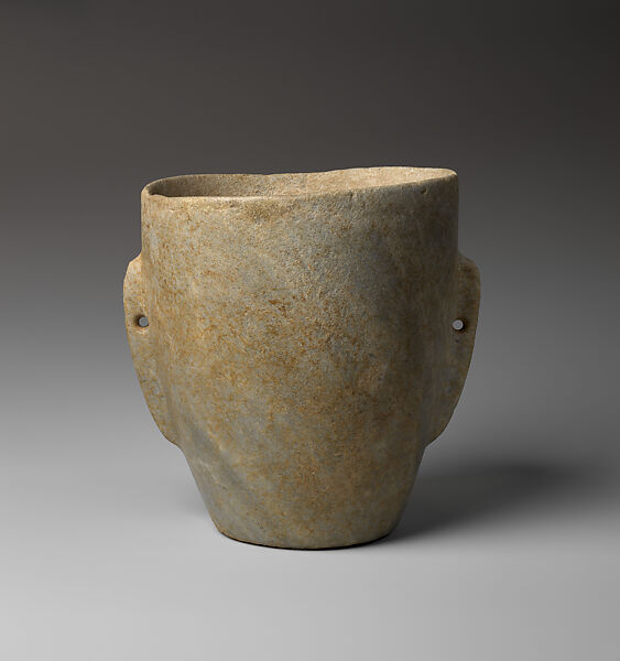 Marble vase with lug handles, Marble, Cycladic