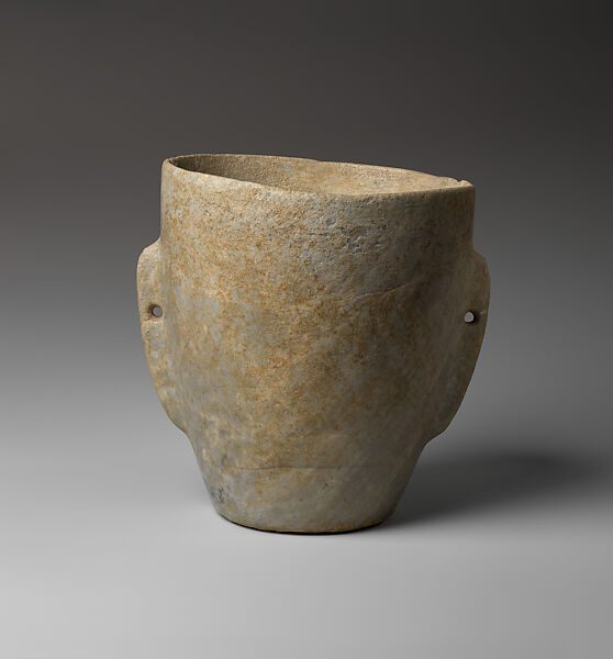 Marble vase with lug handles, Marble, Cycladic