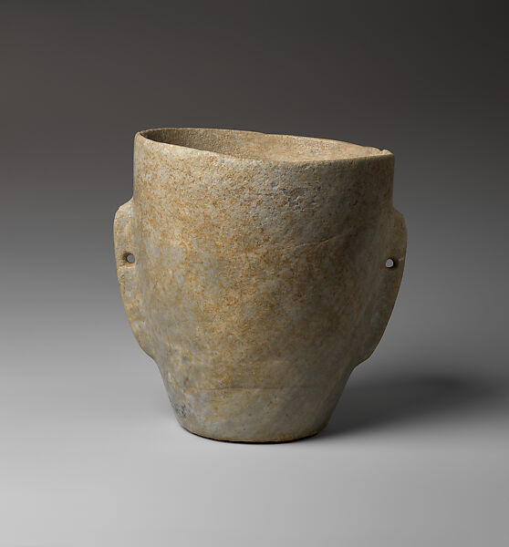 Marble vase with lug handles, Marble, Cycladic 