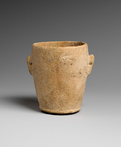 Marble vase with lug handles, Marble, Cycladic