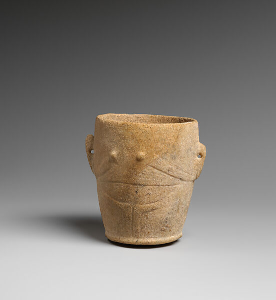 Marble vase with lug handles, Marble, Cycladic