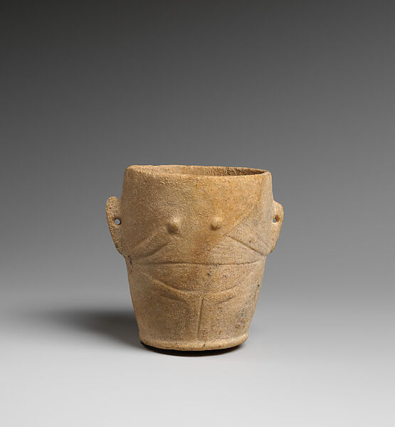 Marble vase with lug handles, Marble, Cycladic 