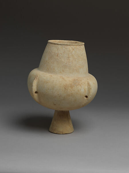 Marble vase with high foot and lug handles, Marble, Cycladic