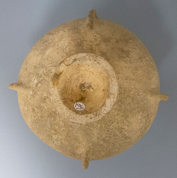 Marble vase with high foot and lug handles, Marble, Cycladic