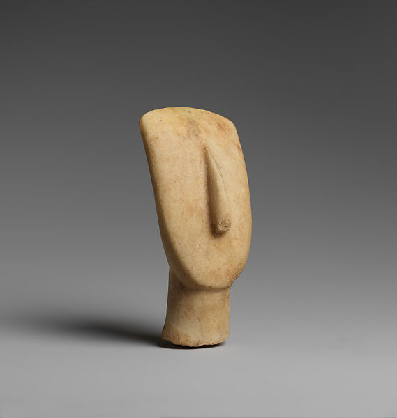 Marble head of a figure, Marble, Cycladic