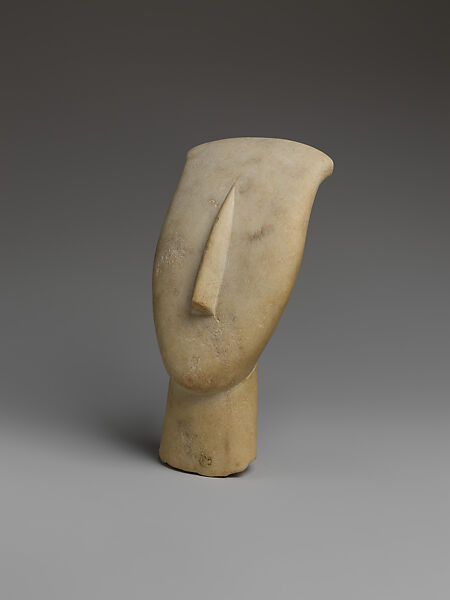 Marble head of a figure, Marble, Cycladic