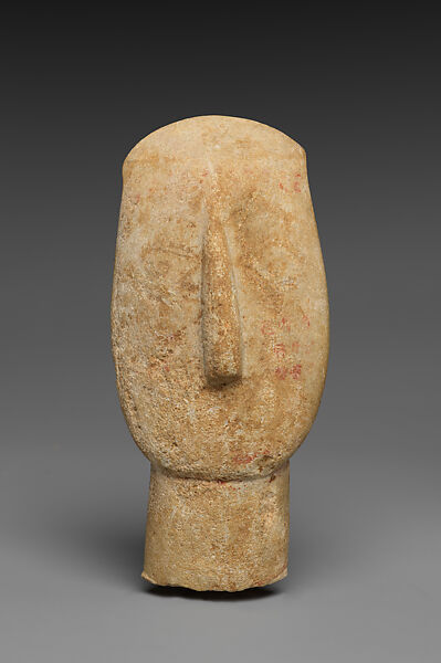 Marble head of a figure, Marble, Cycladic