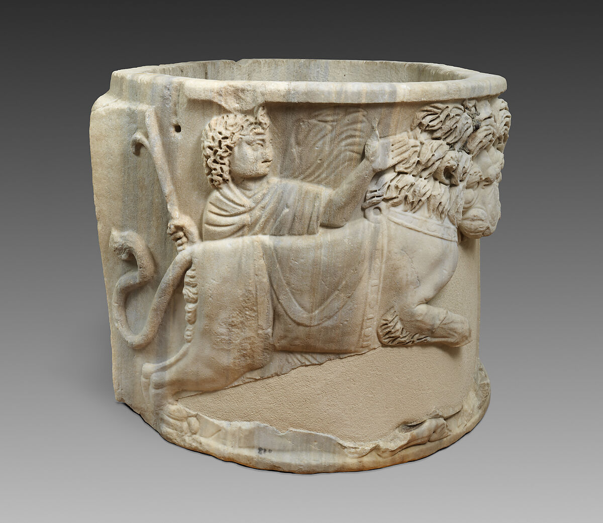 Marble sarcophagus with lions felling antelope, Marble, Roman