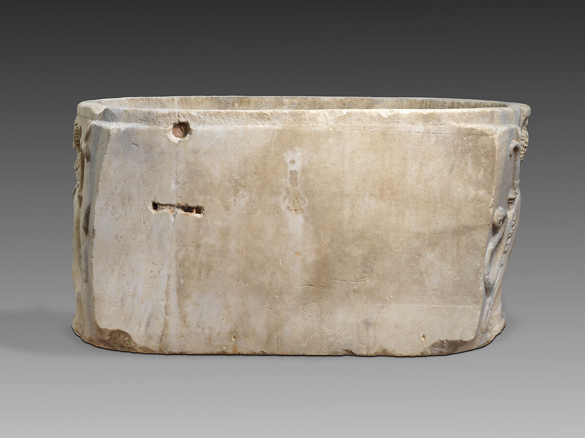 Marble sarcophagus with lions felling antelope, Marble, Roman