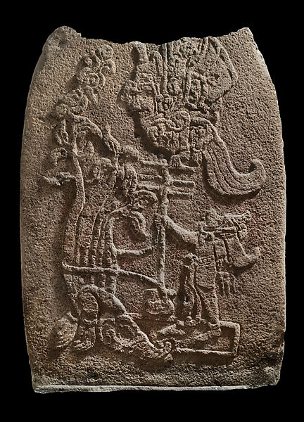 Stela with mythological scene, Stone, Maya