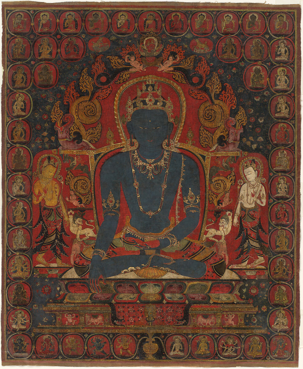 The Transcendent Buddha Akshobhya, Unidentified ; Newari working in Tibet, Distemper on cloth, Central Tibet 