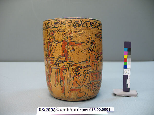 Vessel with Maize God myths, Ceramic, pigment, Maya 