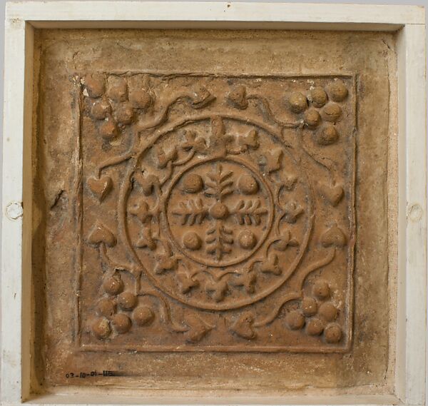 Tile with Vegetal Decoration, Beige slip, North African (Carthage, Tunisia) 