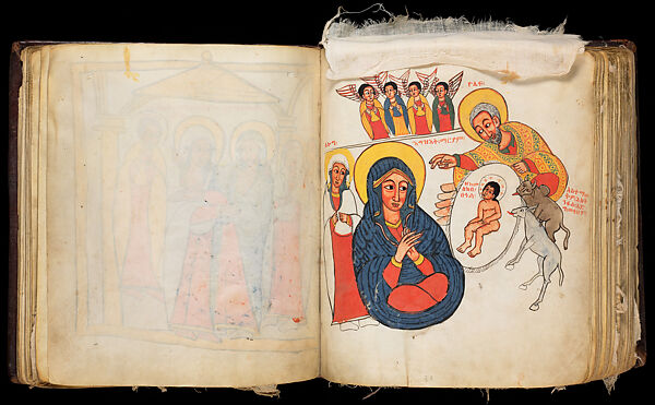 Täʾammərä Maryam (Miracles of Mary), Parchment, ink, tempera, wood, leather, cotton, and string, Ethiopian (Ethiopia)