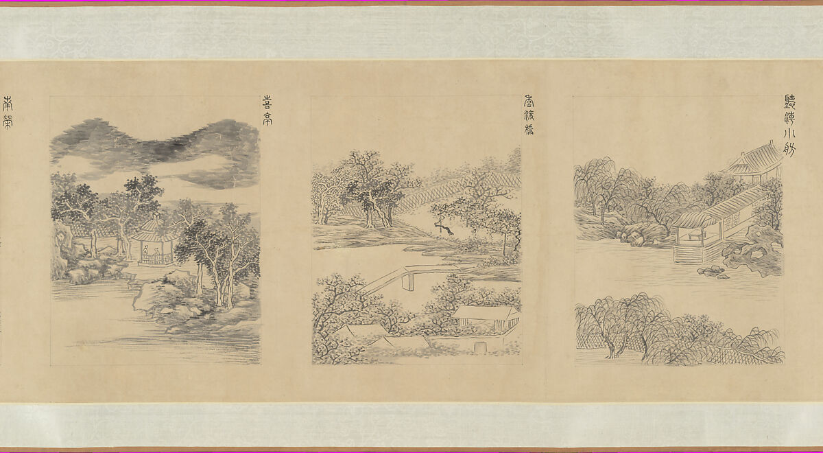 Rear View of the Mountain Villa for Watching Clouds, Yu Zouyan (Chinese, 19th century), Handscroll; ink and color on paper, China