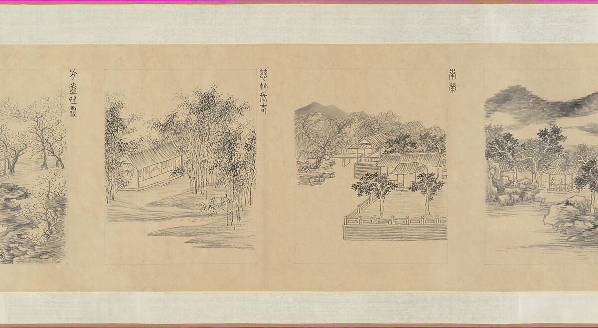 Rear View of the Mountain Villa for Watching Clouds, Yu Zouyan (Chinese, 19th century), Handscroll; ink and color on paper, China