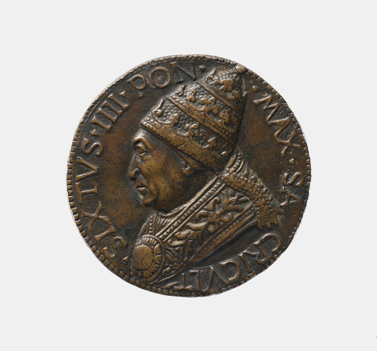 Pope Sixtus IV (Francesco della Rovere, 1414–84, r. 1471–84), Andrea Guazzalotti (Italian, 1435–1495), Bronze, Italian 