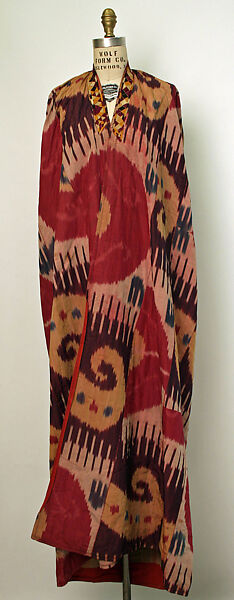 Cloak, Silk, cotton, metal wrapped thread; ikat woven 