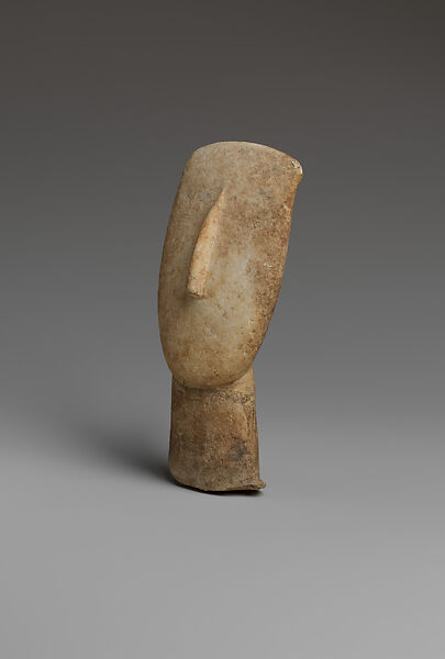 Marble head of a figure, Marble, Cycladic