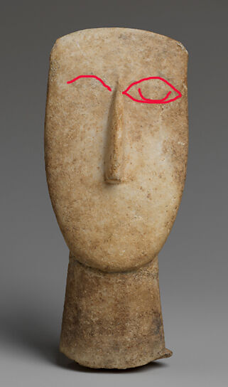 Marble head of a figure, Marble, Cycladic