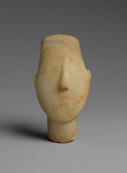 Marble head of a figure, Marble, Cycladic