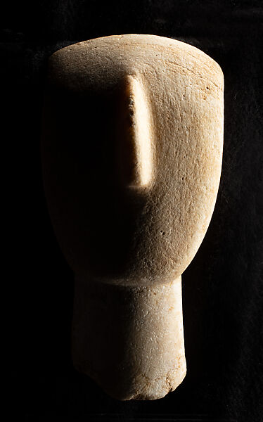 Marble head of a figure, Marble, Cycladic