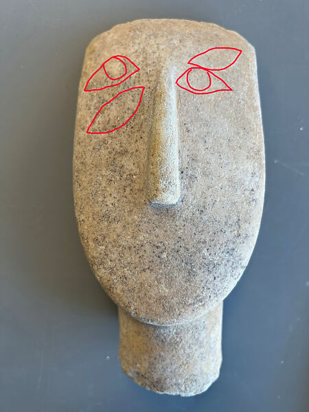 Marble head of a figure, Marble, Cycladic