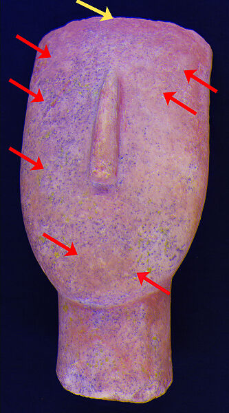 Marble head of a figure, Marble, Cycladic