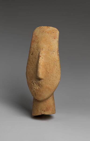 Marble head of a figure, Marble, Cycladic