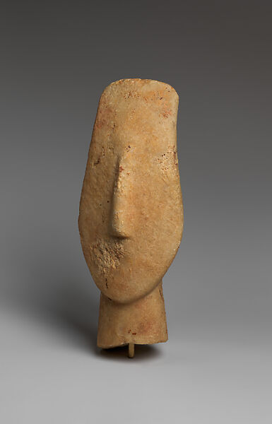 Marble head of a figure, Marble, Cycladic