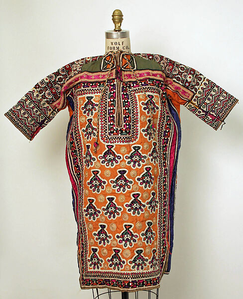 Wedding Kurta, Silk, glass, metal wrapped thread; embroidered 