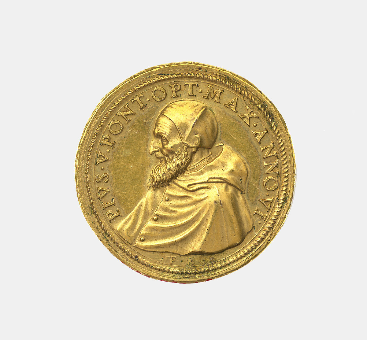 Pius V (Michele Ghislieri 1504-72) Pope 1566-72, Gian Federigo Bonzagna (Italian, Parma after 1507–1588)  , called Federigo Parmense, Gilded Bronze, Italian, Rome 