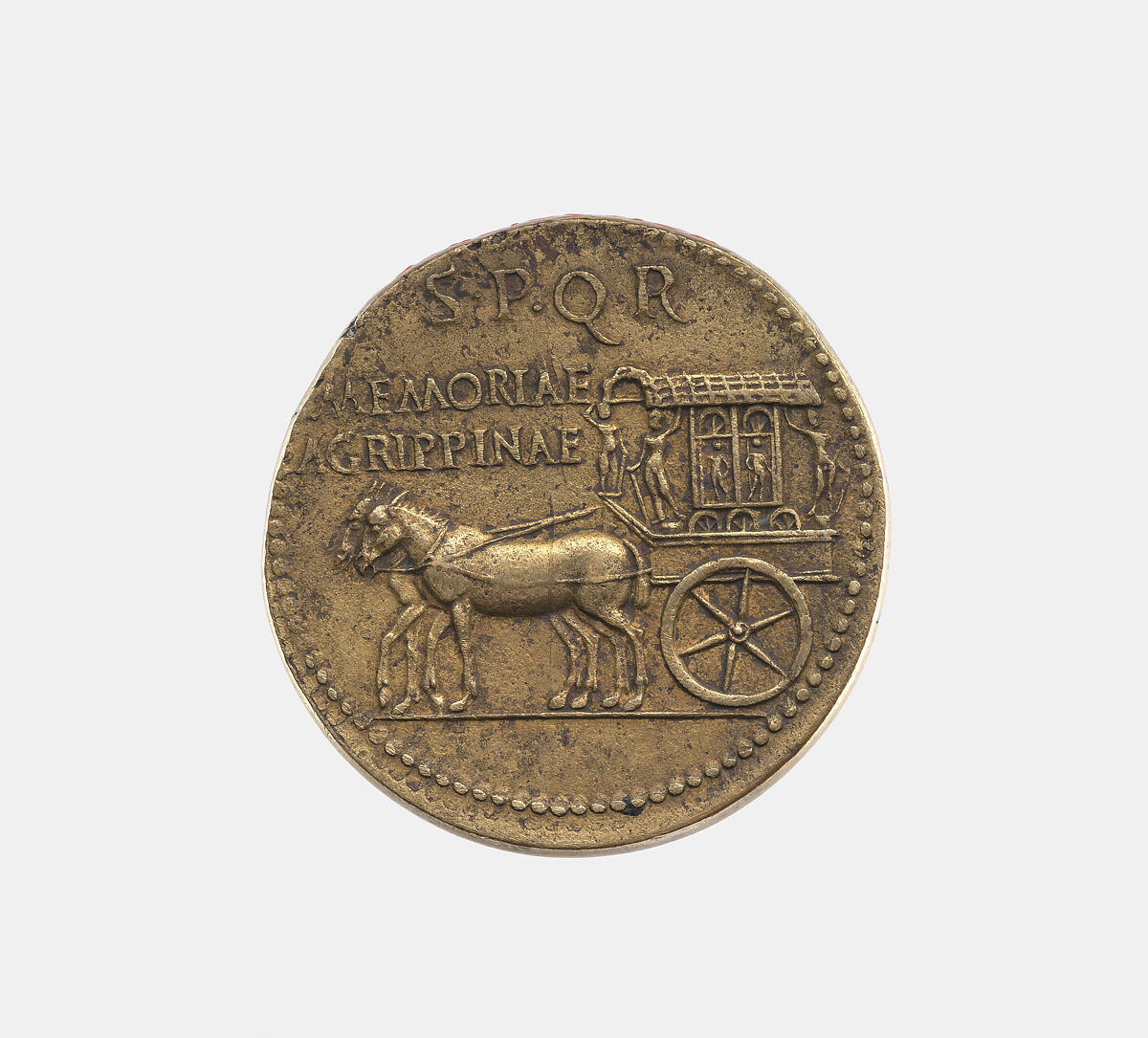 Agrippina Sr. d. A.D. 33, daughter of Marcus Agrippa, wife of Germanicus, Giovanni del Cavino (Italian, Padua 1500–1570 Padua)  , called Il Padovano, Bronze, Italian, Padua