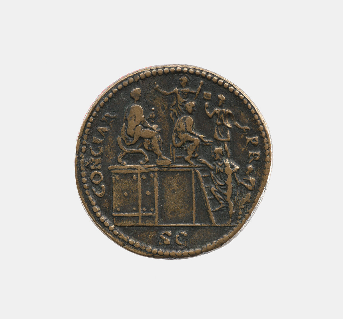 Emperor Nerva A.D. 96-98, Giovanni del Cavino (Italian, Padua 1500–1570 Padua)  , called Il Padovano, Bronze, Italian, Padua