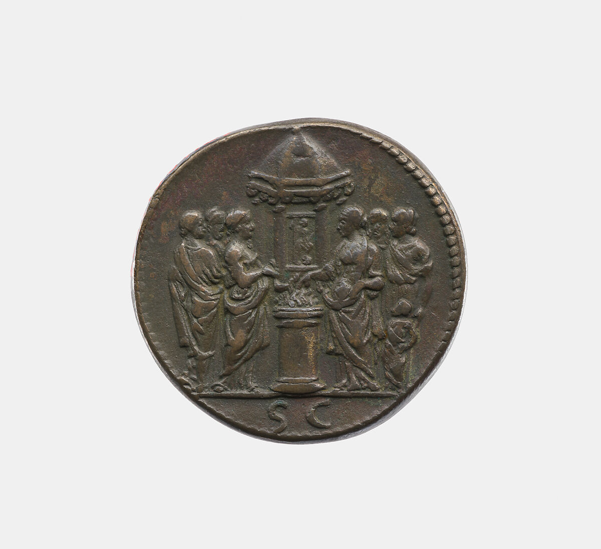 Faustina Jr. d. A.D. 176, wife of Marcus Aurelius, Giovanni del Cavino (Italian, Padua 1500–1570 Padua)  , called Il Padovano, Bronze, Italian, Padua