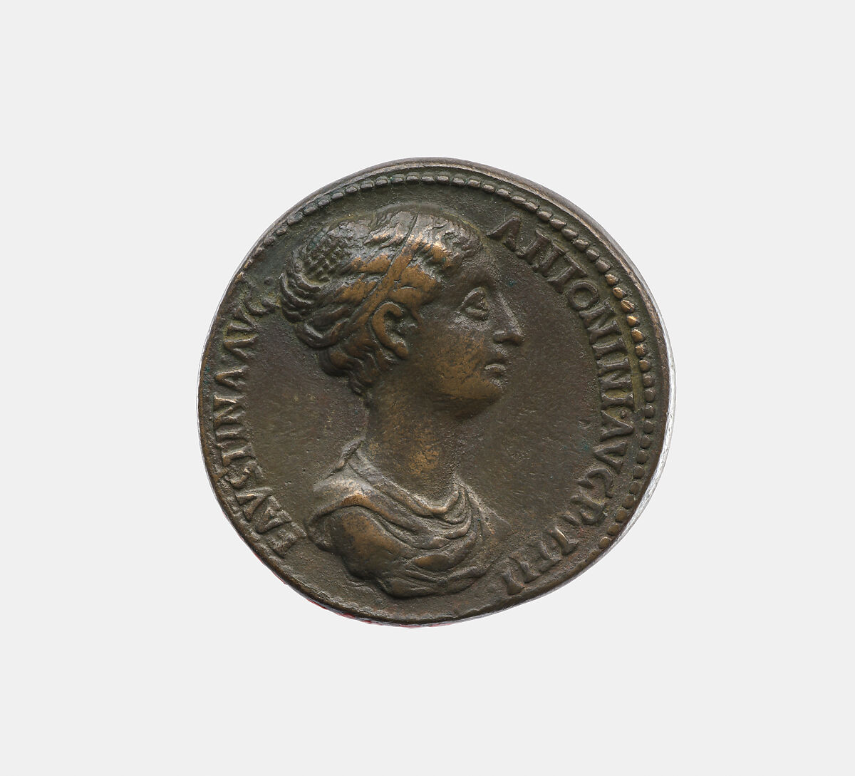 Faustina Jr. d. A.D. 176, wife of Marcus Aurelius, Giovanni del Cavino (Italian, Padua 1500–1570 Padua)  , called Il Padovano, Bronze, Italian, Padua 