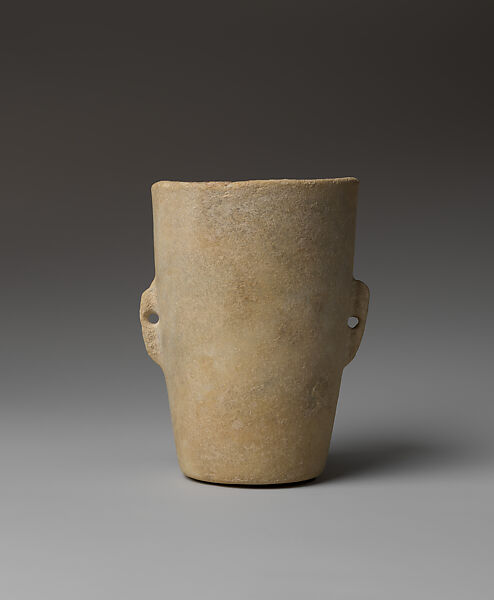 Marble vase with lug handles, Marble, Cycladic