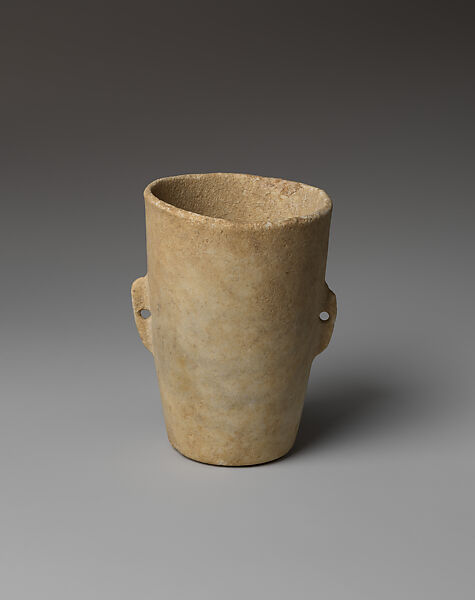 Marble vase with lug handles, Marble, Cycladic