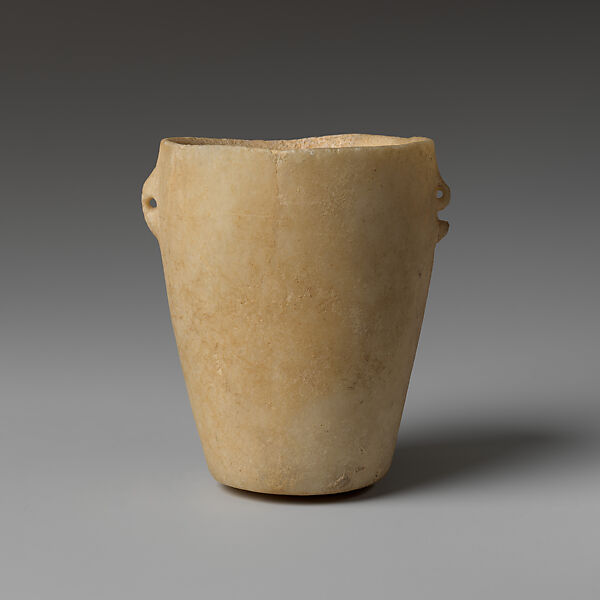 Marble vase with lug handles, Marble, Cycladic 