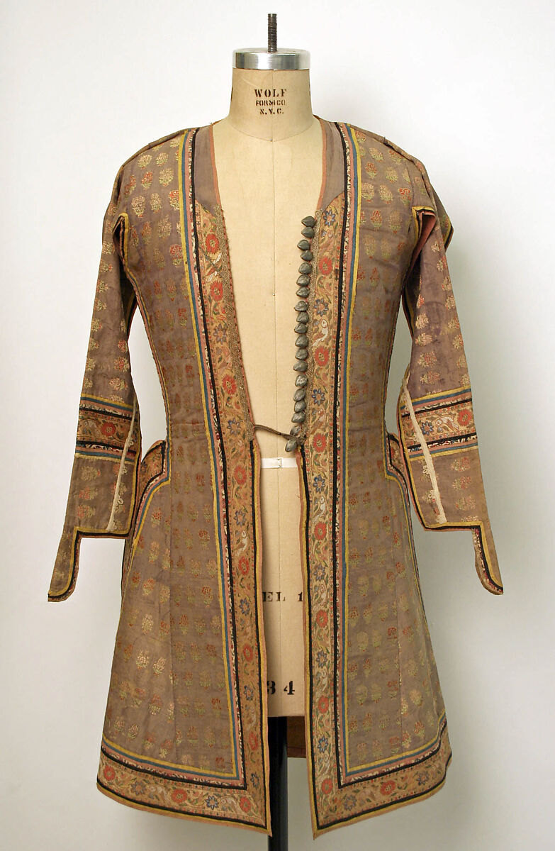 Coat, Silk, metal wrapped thread, cotton; brocaded 