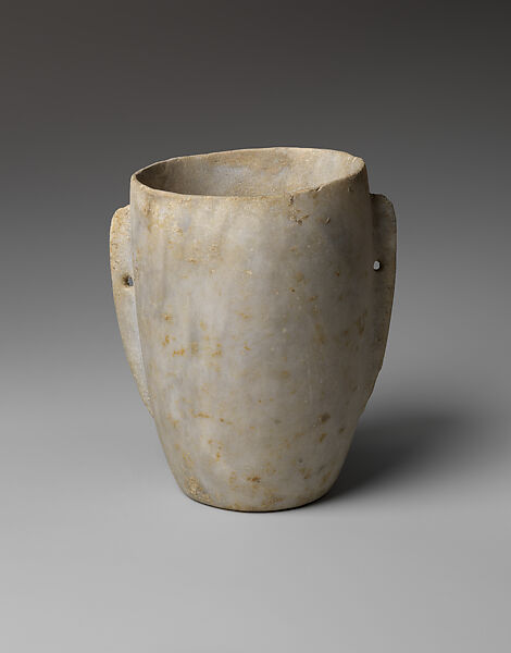 Marble vase with lug handles, Marble, Cycladic
