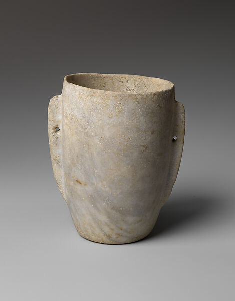 Marble vase with lug handles, Marble, Cycladic